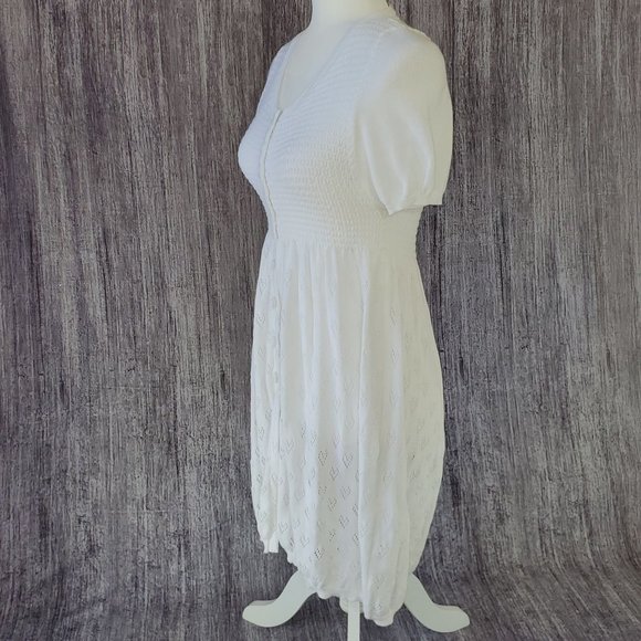 Twin Set Simona Barbieri Italy White Top Sweater Dress Button Up NWT Size Small - Picture 3 of 5